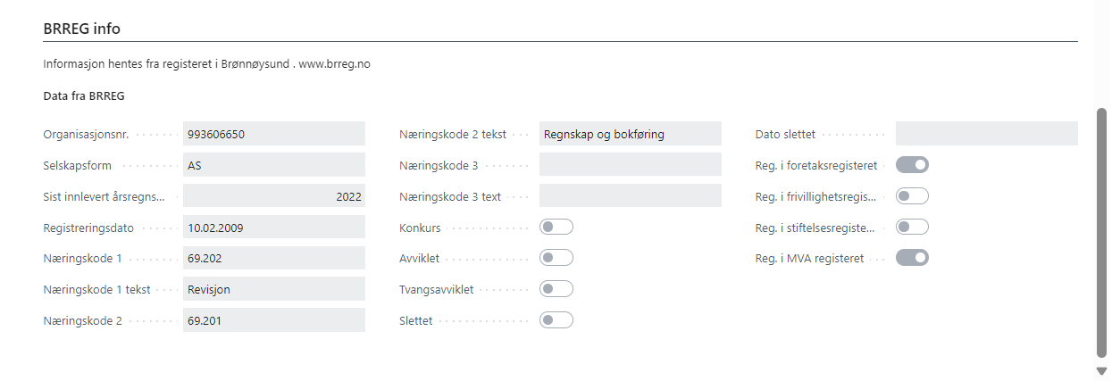 Brreg info