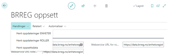 Brreg Setup Menu